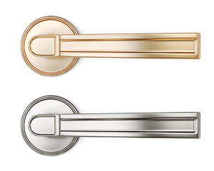 Set of door handles isolated on white background. 3d render imag
