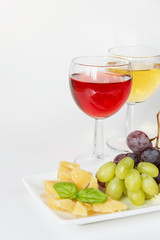 Cheese platter and white