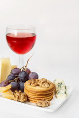 Red wine and snacks