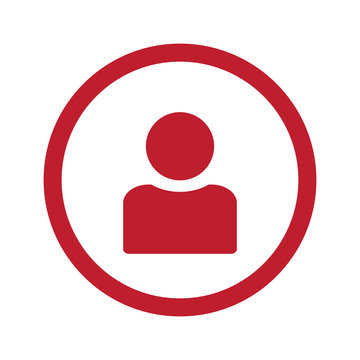 Flat red Profile icon in circle on white