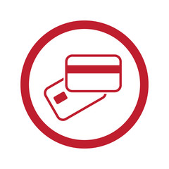 Flat red Credit Card Payment icon in circle on white