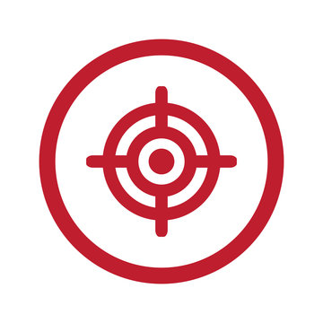 Flat Red Target Icon In Circle On White