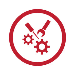 Flat red Service icon in circle on white