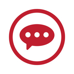 Flat red Comment icon in circle on white