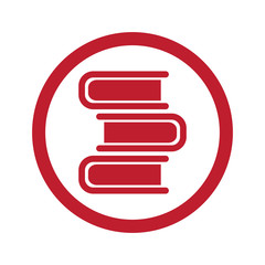 Flat red Books icon in circle on white