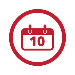 Flat red Calendar icon in circle on white