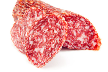 salami isolated on a white background