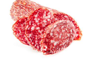 salami isolated on a white background