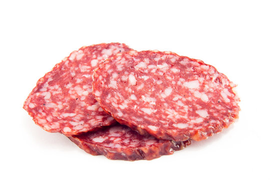 salami isolated on a white background