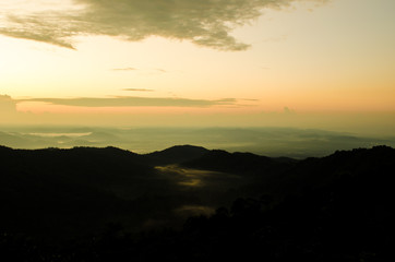 Fototapeta premium art tone,blurry,silhouette of sunset in the mountain