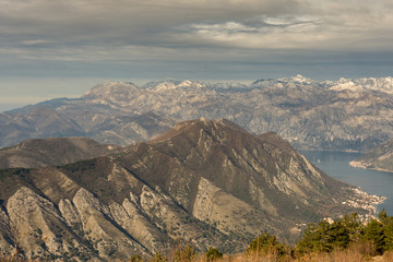Fototapeta na wymiar Kotor bay Tivat Adriatic sea mountains