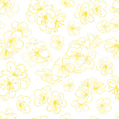 Seamless pattern of cherry blossoms