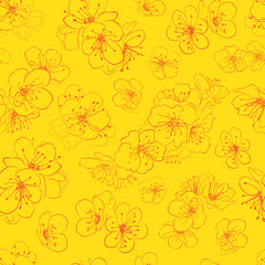 Seamless pattern of cherry blossoms