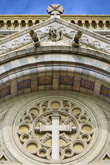 Obraz premium Tunisia. Tunis - neo-Romanesque facade of the Cathedral of Saint Vincent de Paul