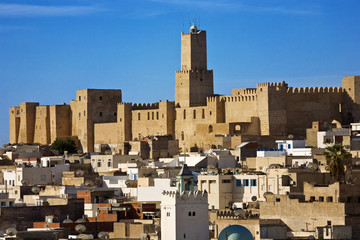 Tunisia. Sousse - old town viewed from ribat. There is the kasbah (fortress) on second plan
