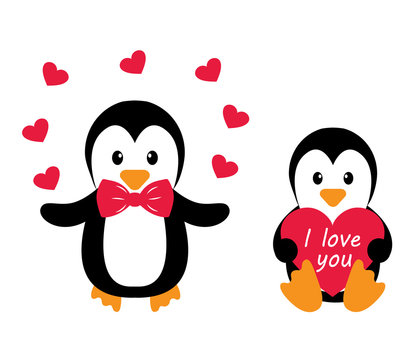 penguins and heart and text