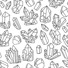 Seamless vector pattern with bright crystals. Colorful illustration