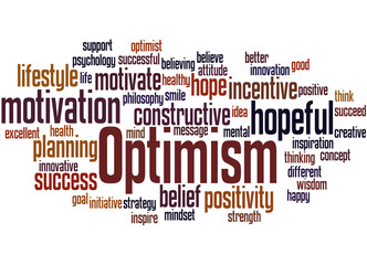 Optimism, word cloud concept
