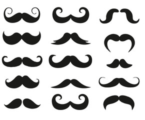 Vector illustration of mustache icons isolated set.