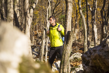 Young man hiking