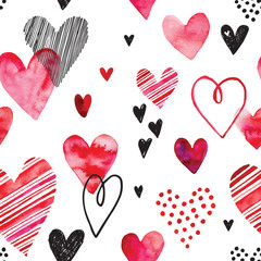 Heart pattern, vector seamless background. Can be used for wedding invitation, card for Valentine's Day or card about love. - 101242335