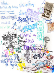 Old manuscript with collage and scrap's