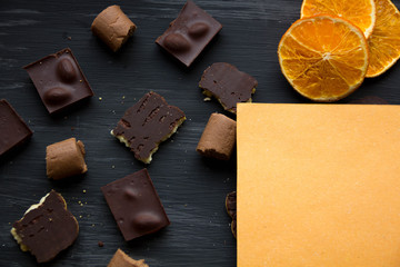 chocolate on black the old table