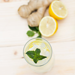 Lemonade with lemon and ginger