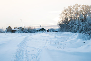 Siberian village in winter