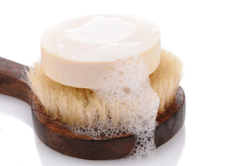 Bar of Soap on a Bath Brush
