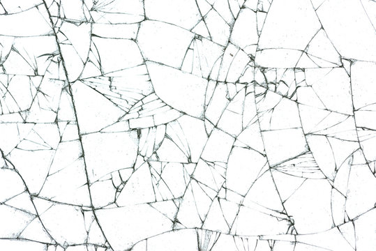 broken glass texture on white background
