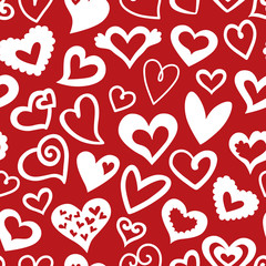 Valentine's Day Seamless pattern of Red Hearts, Vector illustration