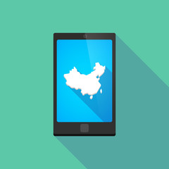 Long shadow phone icon with   a map of China