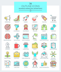 Outline Icons Business and Marketing (Color)