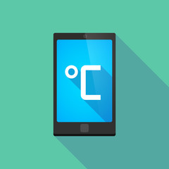 Long shadow phone icon with   a celsius degree sign
