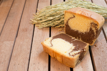 Baking cake in rural kitchen