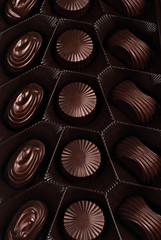 chocolate candies in a box/ chocolate candies in a box