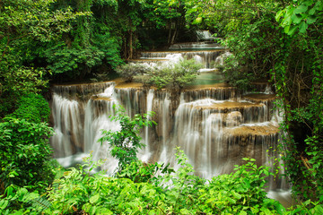 The fourth level of Huai Mae Kamin Waterfall in Kanchanaburi,Tha