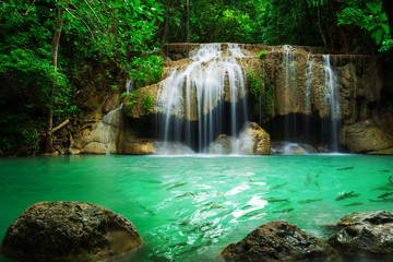 Waterfall in Erawan national park, level 2, Kanchanaburi