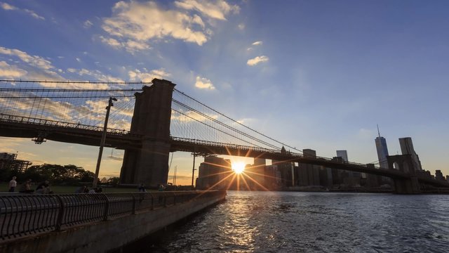 4K Timelapse of brooklyn bridge at New York City, USA