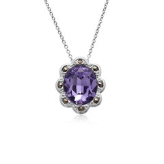 Beautiful Tanzanite Gemstone & Marcasite Flower Necklace