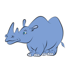 illstration of a cheerful blue rhinoceros for the children's book