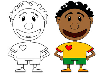 Illstration of the cheerful and smiling character of the African