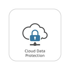 Cloud Data Protection Icon. Flat Design.