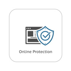 Online Protection Icon. Flat Design.