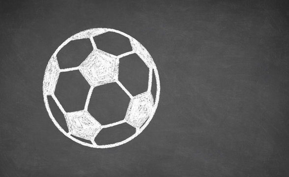 Soccer ball drawn on chalkboard.