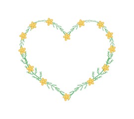 Yellow Yarrow Flowers in A Heart Shape Frame