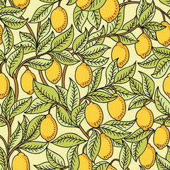 Vector seamless pattern with lemons