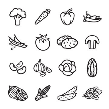 Vegetables icon set. Vector eps 10.