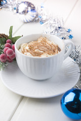 Obraz na płótnie Canvas Christmas hot chocolate drink with whipped cream